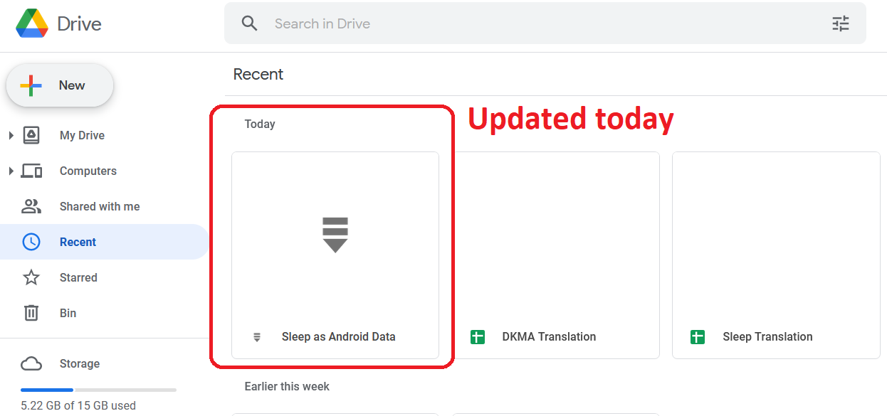Google Drive last back up