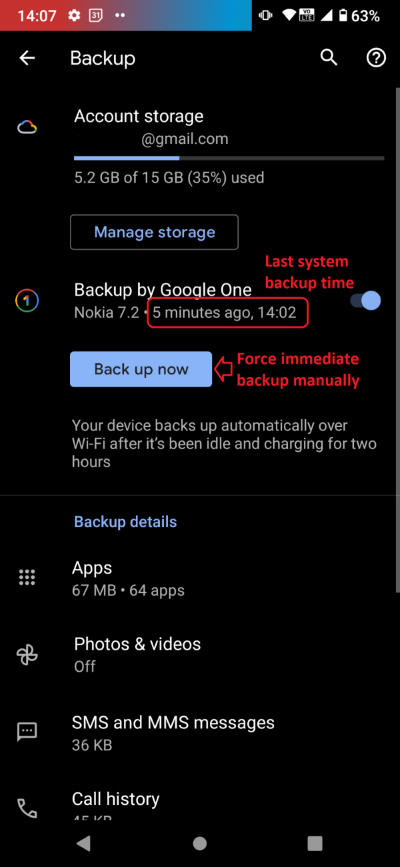 Google One backup